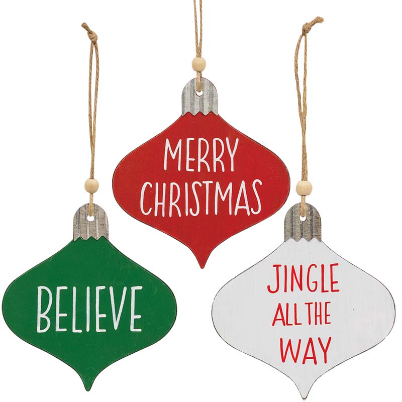 Holiday Sayings Wood Ornament