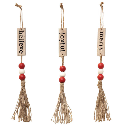 Tassle Ornament w/Red & White Beads