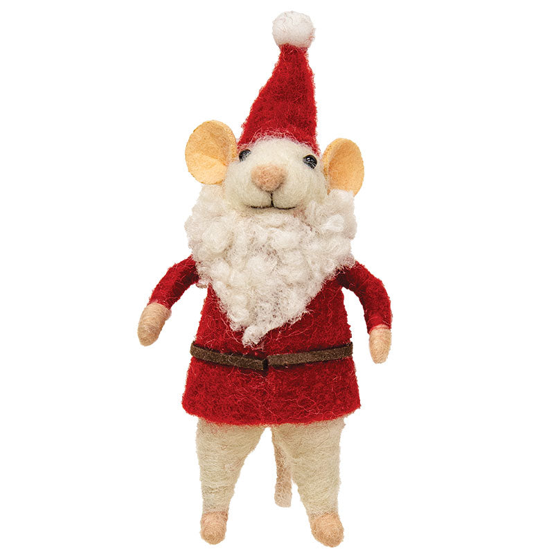 Felted Mouse Santa Ornament